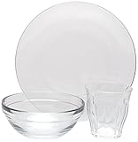 Duralex Made In France Kids 12-pc Glass Set. Set Includes (4) 4-5/8 oz. Picardie Glasses,(4) 7-1/2 inch Lys Plates & (4) 4-3/4 inch Lys Bowls