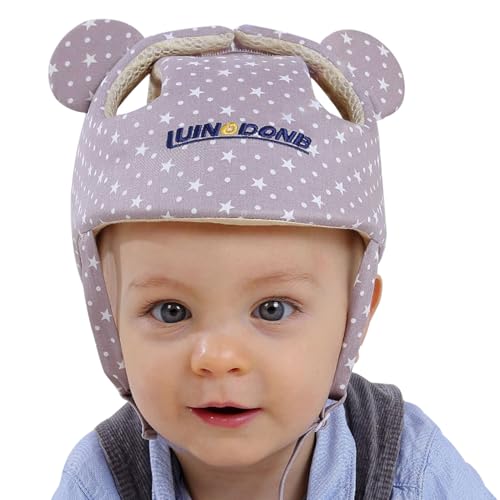Ocanoiy Baby Infant Helmet Toddler Headguard Head Protective Cushion Cute Children Adjustable Helmet Hat Harnesses Cap Kid Child Crawl Walk Playing (Gray Star)