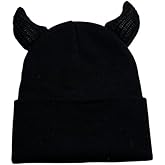 Devil Horn Beanie for Men Women Y2K Halloween Beanie Horns Emo Goth Accessories