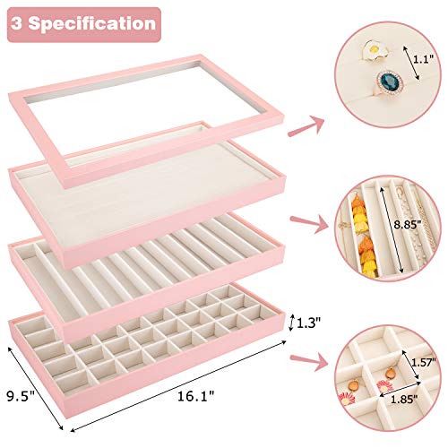Mebbay Stackable Jewelry Trays Organizer with Lid, Jewelry Storage