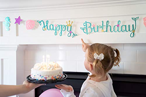 4 Mermaid+Happy+Birthday+Banner+Pre+assembled