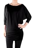 LeggingsQueen Women's Half Sleeve Rayon Spandex Yoga Basic Tunic Top with Shirring