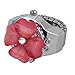 uxcell Lady Pink Plastic Crystal Flower Hunter Case Round Dial Finger Ring Watch