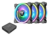 Thermaltake Riing Trio 140mm Circular 12 LED RGB High Static Pressure Radiator Fan TT Premium Edition Case Fans - 3 Pack CL-F077-PL14SW-A