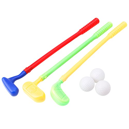 CHONE Mini Golf Clubs Balls Set, Sports Game 3 Clubs+3 Ball Golf Club Toys Kids Outdoor Toy - Thumbnail 7