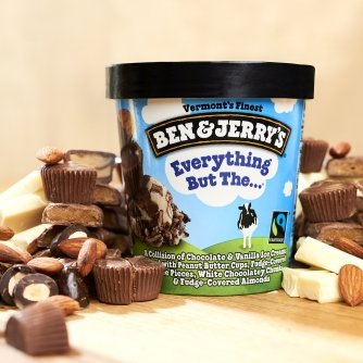 Ben & Jerry's - Vermont's Finest Ice Cream, Non-GMO - Fairtrade - Cage-Free Eggs - Caring Dairy - Responsibly Sourced Packaging, Everything But The, Pint (4 Count)