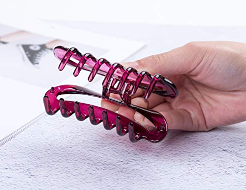 Prettyou 3.9 Inches Plastic Flower Claws Crystal Banana Hair Clip for Women Girls, Pack of 4