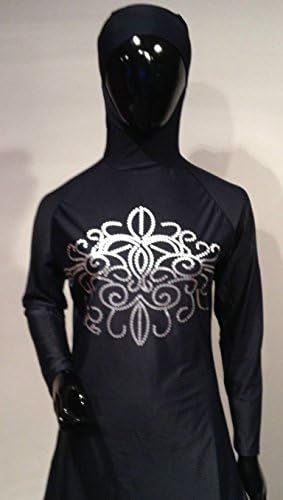 Full Cover Hijab Muslim Swimwear 2-Piece Burkini Swimsuit In Black