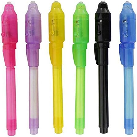 Domccy Invisible Ink Pen with UV Light (7 Colors) Office Supplies, Stationery, Pencil case, Pen, Pencil Sharpener