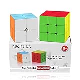 Speed Cube Set, Roxenda Magic Cube Bundle of 2x2x2 3x3x3 Frosted Stickerless Puzzle Cube, Improved Version