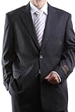 Men's Single Breasted Two Button Gray Pinstripe Dress Suit