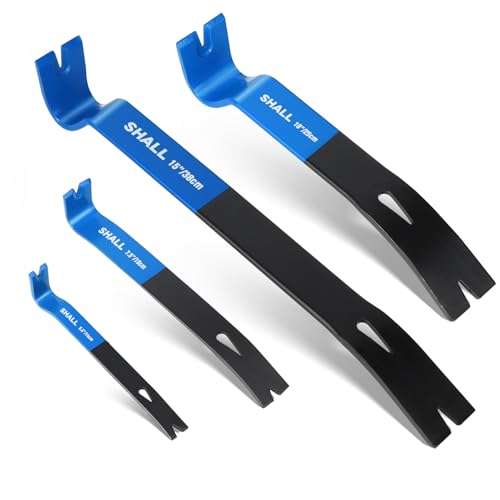 SHALL Set of 4 Flat Levers 15" 10" 7.5" 5.5" Heavy Duty Pry Bar and Mini Nail Puller Utility Claw Bar Bar Bar