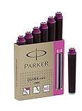 Parker Quink Ink Mini Permanent Ink Cartridge, Pink Ink, 6/Pack