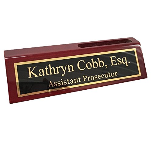 Personalized Business Desk Name Plate with Card Holder - Includes Engraving