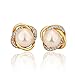 CosyBuy Jewelry 18K Gold Plated Earing with Dangle Hoop Golden Zircon Twist Pearl