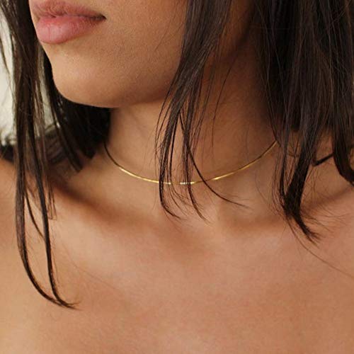 Simple Neck Ring Choker Necklace 14K Gold Plated Neck Ring Bar