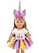 iBayda 3pc/Set Dolls Unicorn Clothes, Headband, Tutu for 18 inch Girl, Journey Girl Dolls