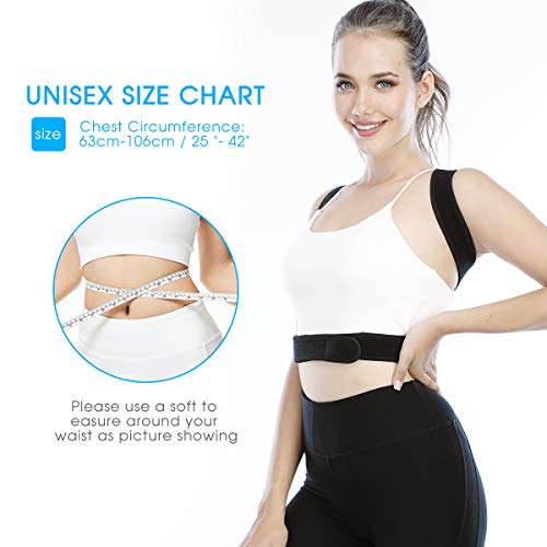 Correttore Postura Supporto Fascia Traspirante Regolabile Posturale Correzione Allevia il Dolore alla Schiena al Collo e alle Spalle per Uomo e Donna
