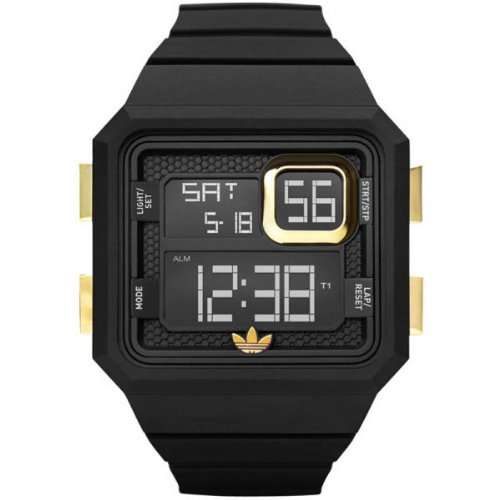 Adidas Curitiba Black Digital Dial Black Silicone Strap Mens Watch ADH2772