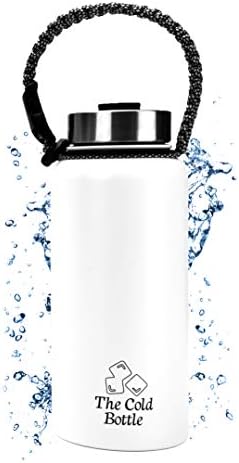 The Cold Bottle | Quality Vacuum Sealed Water Bottle for Half The Price | Double Wall Insulated Stainless Steel | Wide Mouth Design | Bonus Paracord Handle & 2 Lids | Ice Cold 24+ HRs | 22 or 32 Oz