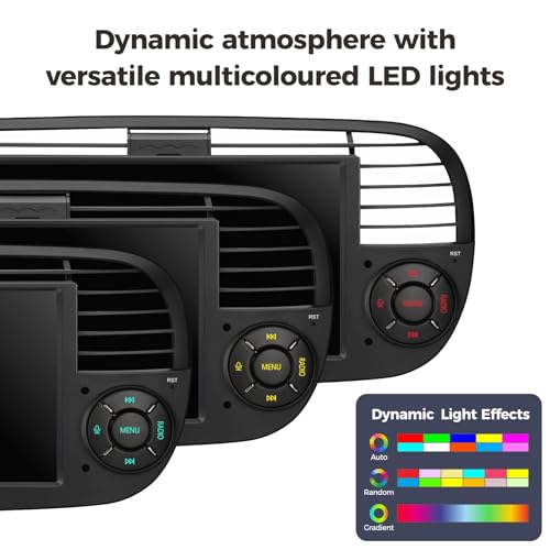 HLLECARMO Car Radio Fiat 500 2007-2015 Wireless Carplay & Android Car, 7 Inch Fiat 500 Car Radio with Bluetooth 5.0 Touchscreen RDS/AM/FM/USB DSP Mirror Link Subw EQ Steering Wheel Control- Black