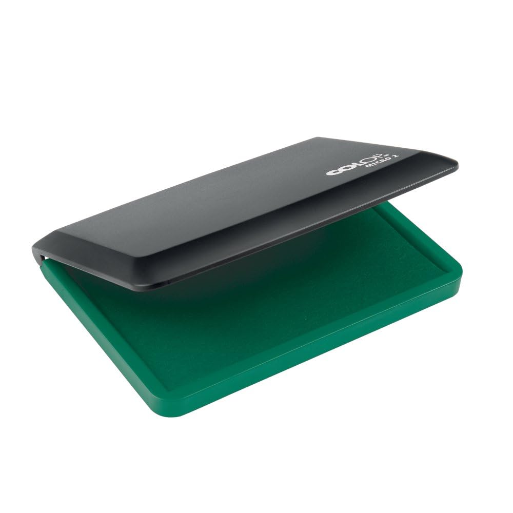 COLOP Micro 2 Green Rubber Stamp Ink Pad. Measures 110x70mm. Best Ink Pad for Home, Office, and Crafting Use. Water-Based, Non-Toxic, Document-Proof and Vegan Friendly.