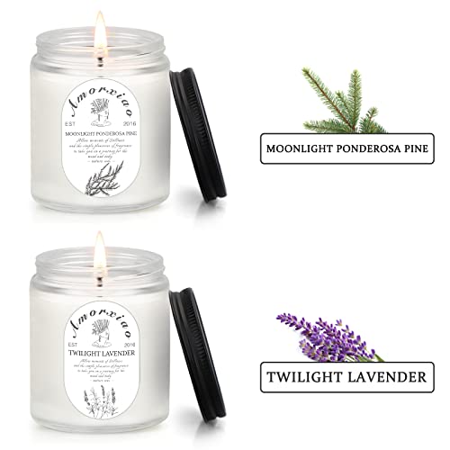 Christmas Candles Gifts for Women - 6.6Oz Candles for Home Scented，Lavender & Ponderosa Aromatherapy Candles Soy Wax Jar Candles，Reading , Yoga and Birthday Candles Set Gift（2 Pack）