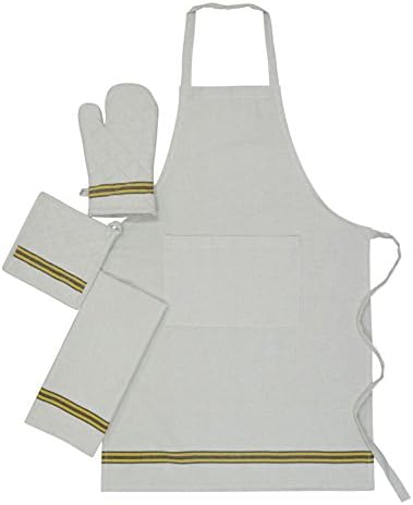 Maxican Set of Apron, Oven Mitt, Pot Holder, Kitchen Towel in a Simple Design, Made of 100% Cotton, Eco-Friendly & Safe, Value Pack and Ideal Gift Set, Kitchen Linen Set By