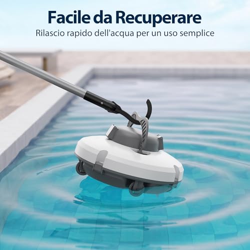 (2026 New) S1 Above Ground Pool Robot, Dual Drive Battery, 130 Min Autonomy for Above Ground Pools 120 m², Exceeds 18° Incline, Quick Drainage, Automatic Parking