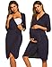 Ekouaer Maternity Nursing Robe,Delivery Nightgowns Hospital Breastfeeding Gown (Navy, Large)