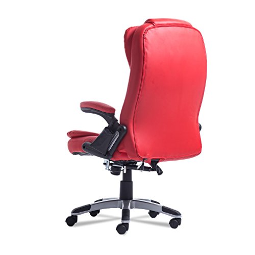 Homgrace Swivel Gaming Massage Chair Ergonomic PU Leather Executive Office Chair Vibrating 7 Point Wireless Massage Chair with Heating Function (RED)