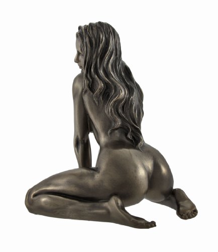 Bronzed Finish Nude Kneeling Woman Statue Sculpture Erotic Art