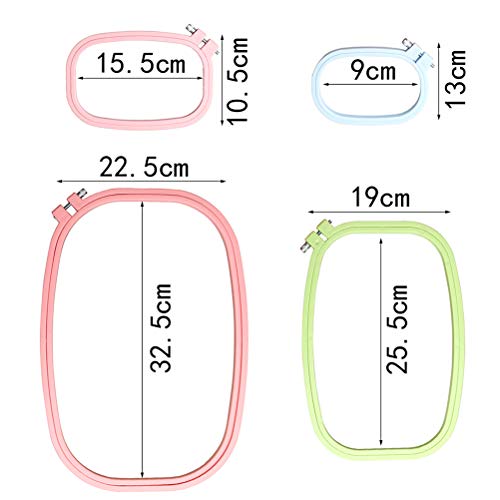 Color Scissor 4 Pieces Plastic Embroidery Hoops, 4 Sizes Square Cross Stitch Hoops for Embroidery and Cross Stitch(5 Inch 6 Inch 10 Inch 12 Inch) - Thumbnail 2