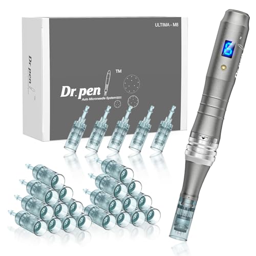 Dr. Pen M8 Professional Cordless Microneedling Pen with 25 Replacement Cartridges, 6 Speeds and LED Display, Dermapen for Hair Growth, Face, Body and Skin Care