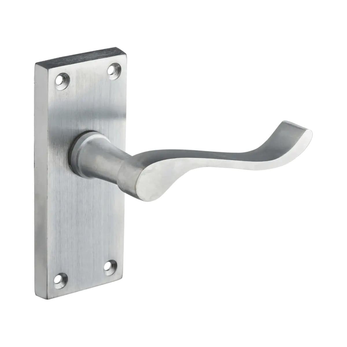 Designer Levers - Victorian Scroll Lever Door Handles - Satin Chrome - 1 Pair - Latch Door Handle - Interior Use - Short Latch
