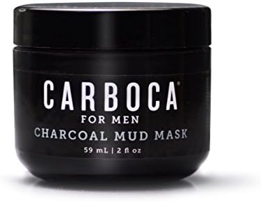 Men's Facial Mud Mask with Activated Charcoal – Fight Acne, Remove Blackheads – Pain Free Wash Away Mud Mask, All Natural Ingredients – Bentonite, Kaolin, &amp; Sea Clay, Aloe Vera, Green Tea - Carboca