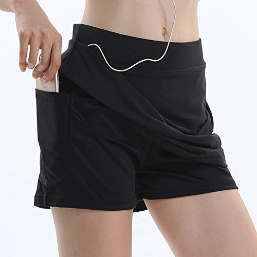 Toomett Women Anytime Active with Underneath Shorts Skorts Lightweight Quick Dry Workout with Pocket Skirt,#178,Black,US S - Thumbnail 3