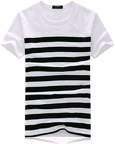 MLG Men's Short-Sleeve Striped Short Sleeve Crewneck Stylish Casual T-Shirt Top
