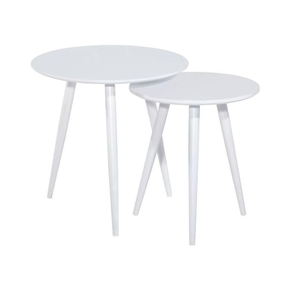 JUSTyou Cleo Beistelltisch Wohnzimmertisch Couchtisch Weiß 50x50 & 45x40 cm