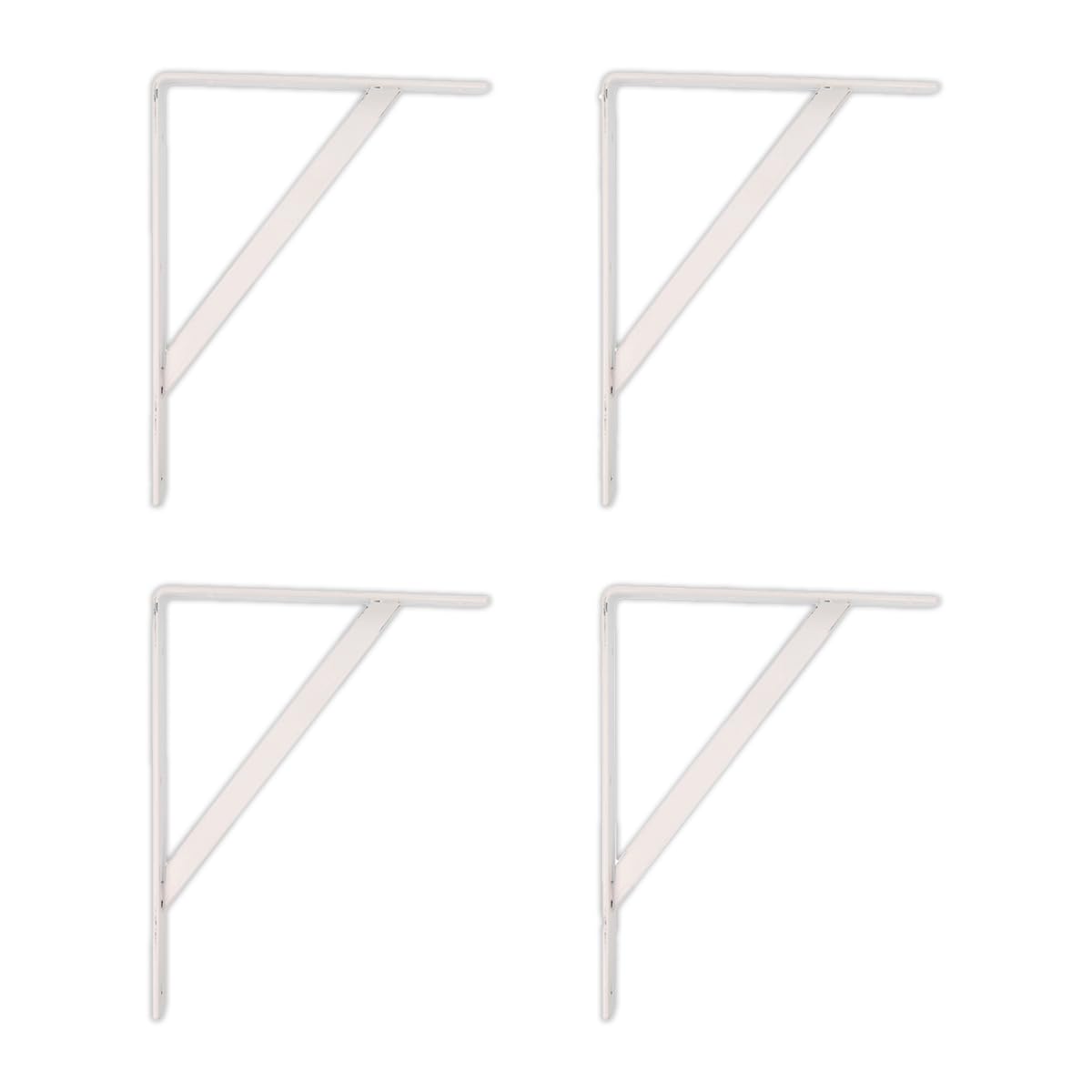 Amig, Pack of 4 Shelf Brackets Color White, Bracket for Shelves 300 x 225 mm, Heavy-Duty Steel: up to 260 kg