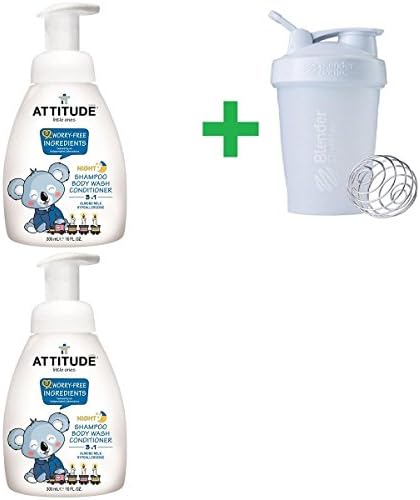 ATTITUDE, Little Ones, 3 in 1 Shampoo, Body Wash, Conditioner, Night, Almond Milk, 10 fl oz (300 ml)(2 Packs)+ Assorted Sundesa, BlenderBottle, Classic With Loop, 20 oz