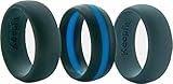 3 Silicone Wedding Ring Silicone Wedding Band for Men Climbing and Outdoors (Blue Stripe, 11)