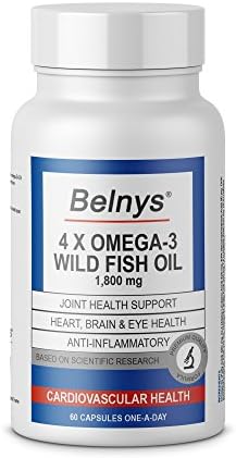Belnys – 4 X Omega-3 Wild Fish Oil 1,800 mg – Improve Cardiovascular Health – High Potency Supplement (60 caps)