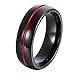 GER Men Women Black&Red Line 7mm Wedding Tungsten Ring Promise Ring Engagement Rings Polished Edge Comfort Fit