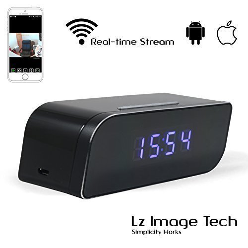 Lz Desktop Clock Wifi Spy Camera - Wide Angle Lens, 720P HD @ 30fps, Night Vision