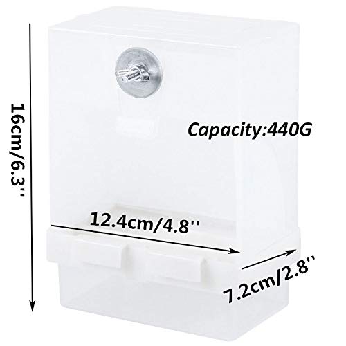 Old Tjikko Parrot Automatic Feeder,No-Mess Bird Feeder,Cage Accessories for Budgerigar Canary Cockatiel Finch Parakeet Seed Food Container (2pc Screw-Fixed Bird Feeder) - Thumbnail 2