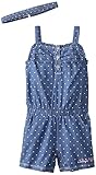 Calvin Klein Baby Girls' Printed Medium Blue Chambray Romper