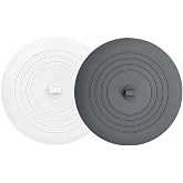 Tub Stopper 2PCS,Bathtub Drain Stopper,6 inches Bathtub Tub Drain Cover Stopper,Silicone Drain Plug,Kitchen Bathroom Hair Water Shower Stopper,Large Bathroom Laundry Accessories (Grey/White)