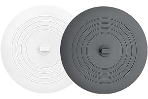 Tub Stopper 2PCS,Bathtub Drain Stopper,6 inches Bathtub Tub Drain Cover Stopper,Silicone Drain Plug,Kitchen Bathroom Hair Water Shower Stopper,Large Bathroom Laundry Accessories (Grey/White)