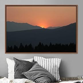 signwin Framed Canvas Wall Art Orange Sunset Abstract...